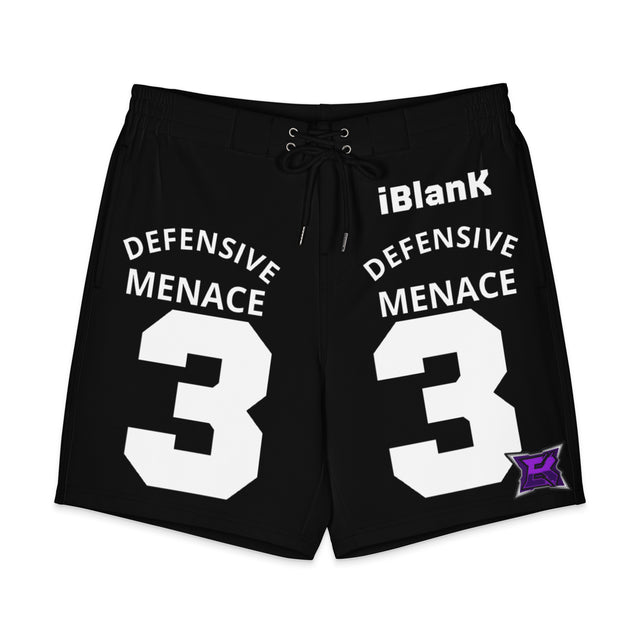 xiBlanKx #33 black basketball shorts front view, DEFENSIVE MENACE 3