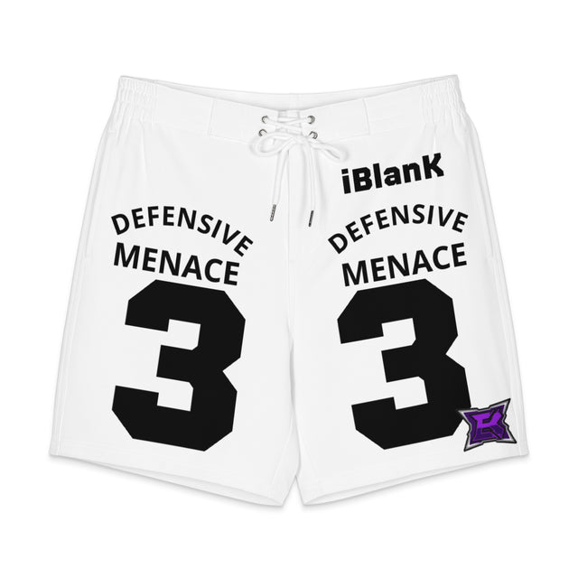 xiBlanKx #33 white basketball shorts front view, DEFENSIVE MENACE 3