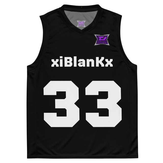xiBlanKx #33 black basketball jersey front view with xiBlanKx wordmark and 33