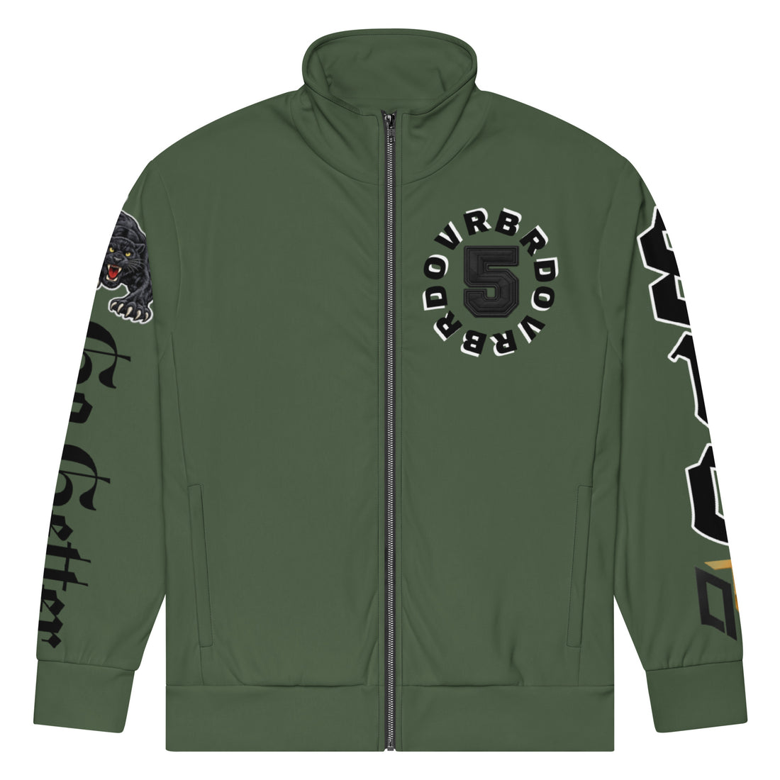 OVRBRD Panther Track Jacket — Military Green — front view