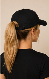 Model wearing BlanK Wordmark Dad Hat — back