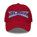 Embroidered Dad Hat — BLANK Wordmark + B Side Patch — front view