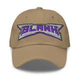 Embroidered Dad Hat — BLANK Wordmark + B Side Patch — front view
