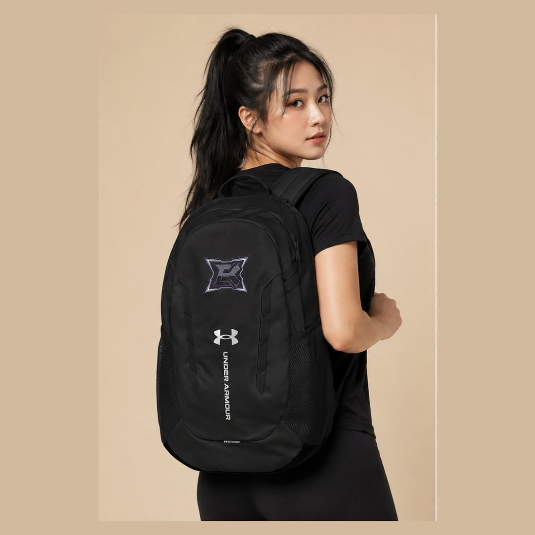 Model — backpack worn (true embroidery colors)