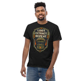 Loot. Extract. Repeat. Tee — Squad Patch, Full Back Art — front detail