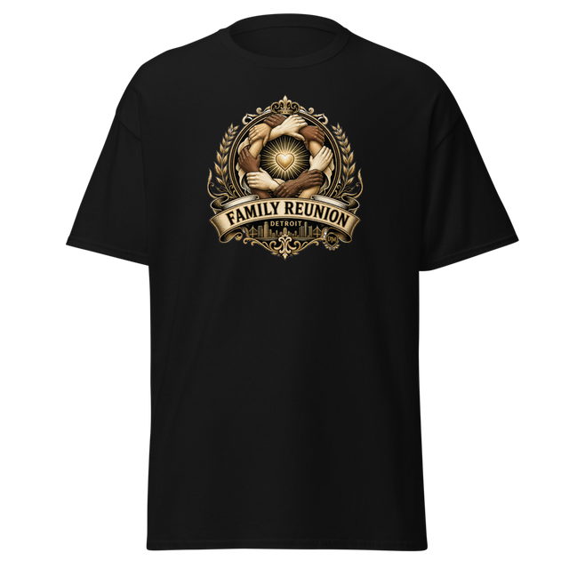 Family Reunion Detroit — Unity Hands Crest Tee — original Detroit design by DreamToMerch