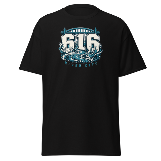 616 River City — Grand Rapids Current Tee — original Grand Rapids design by DreamToMerch