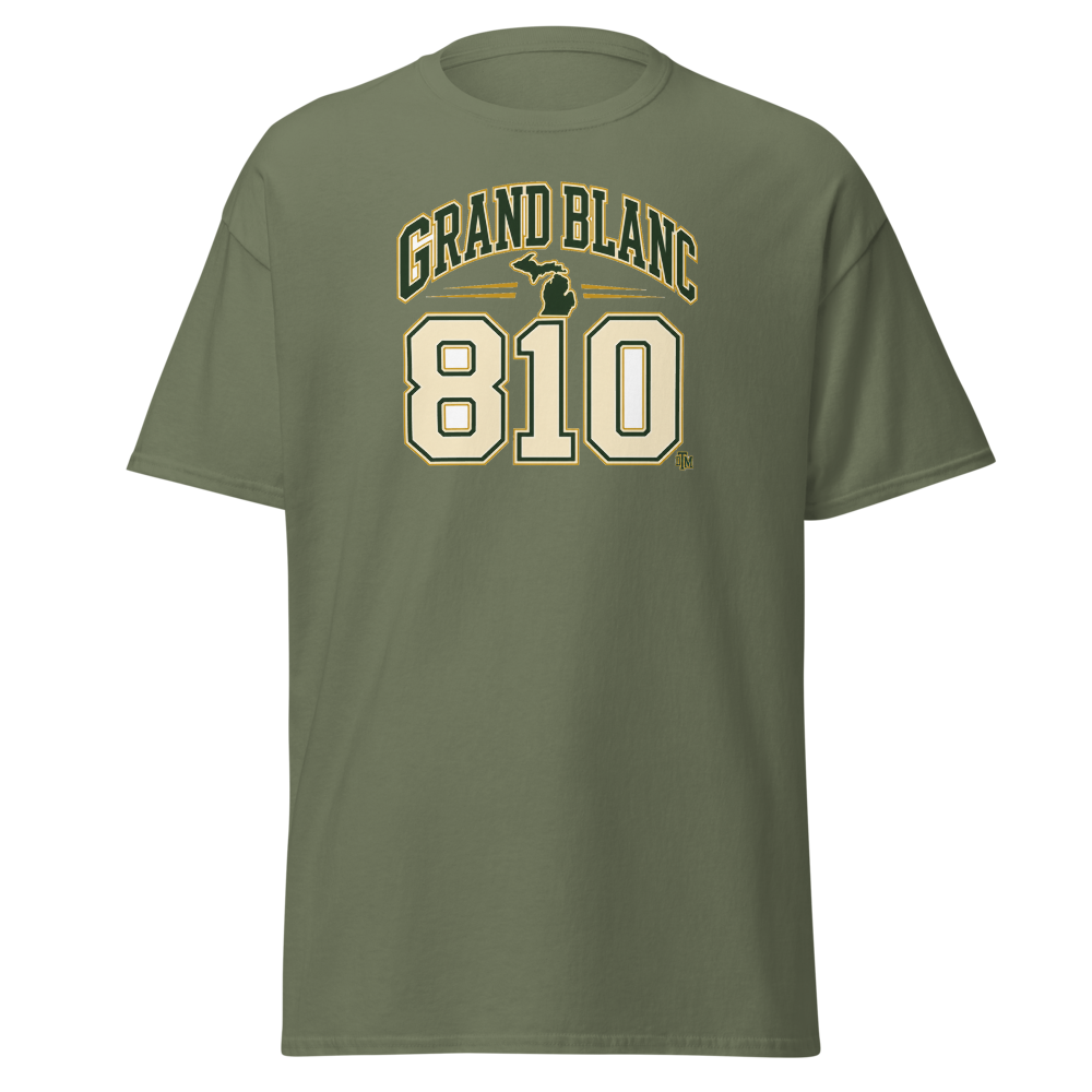 Grand Blanc 810 — Varsity Mitten Tee — original Grand Blanc design by DreamToMerch