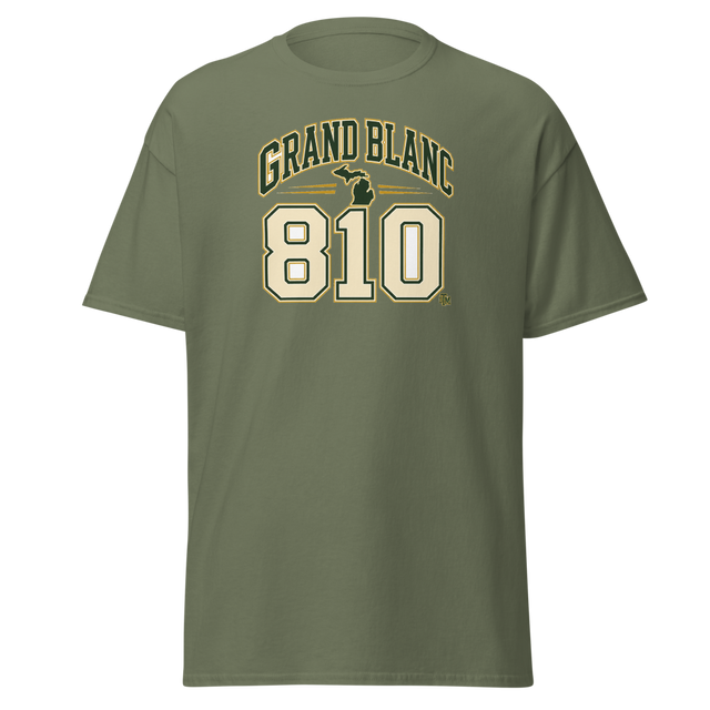 Grand Blanc 810 — Varsity Mitten Tee — original Grand Blanc design by DreamToMerch