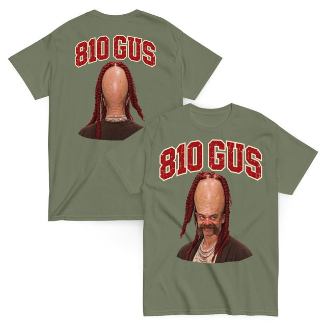 810 Gus Classic Tee, Military Green, front and back