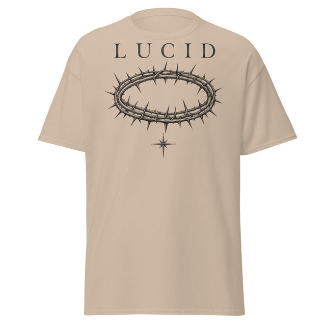 LUCID Crown of Thorns tee front on sand Gildan 5000