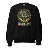 Night Ops Crewneck Sweatshirt — Tactical Wolf, Clutch Up Back — front view