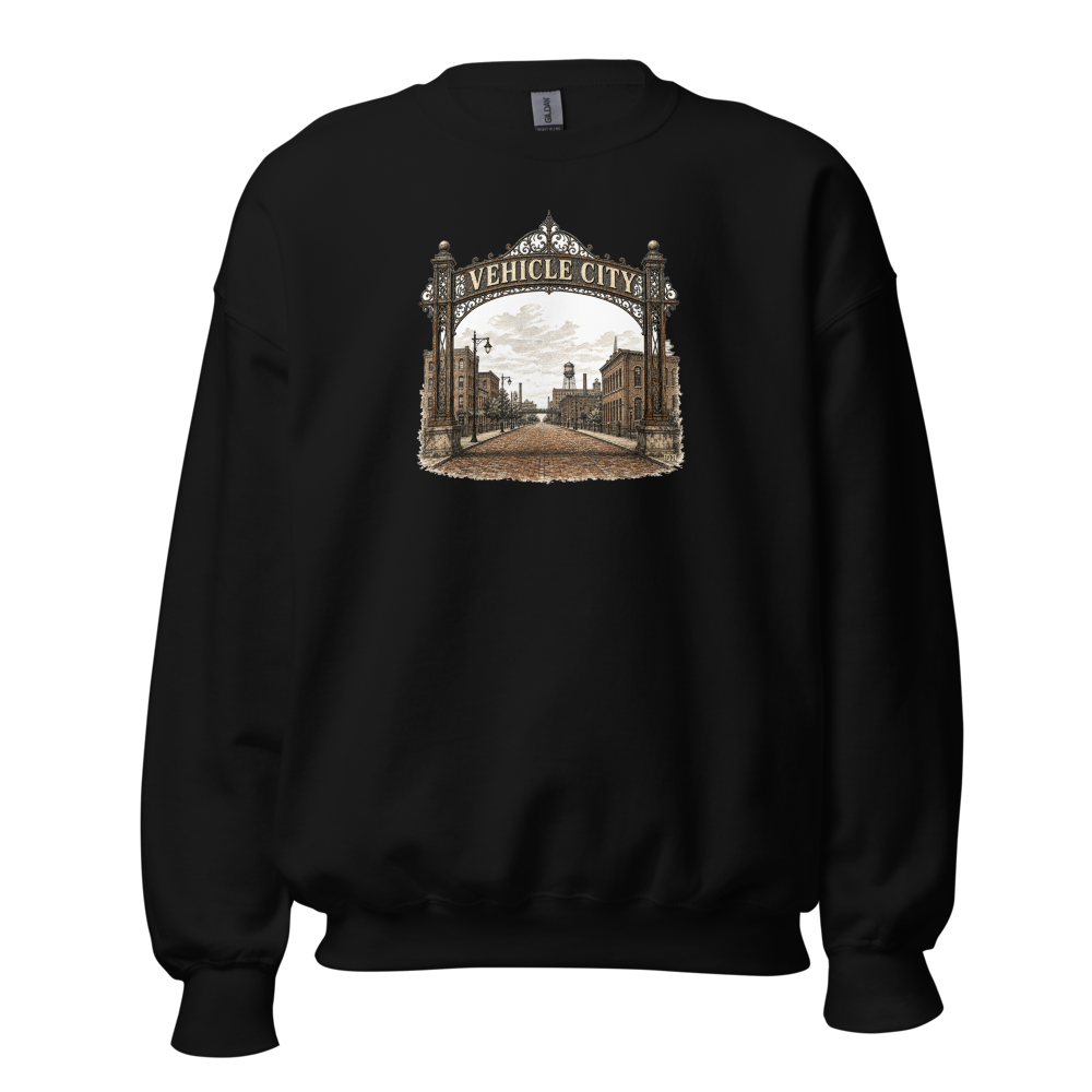 Vehicle City — Flint Arch Heritage Crewneck — original Flint design by DreamToMerch