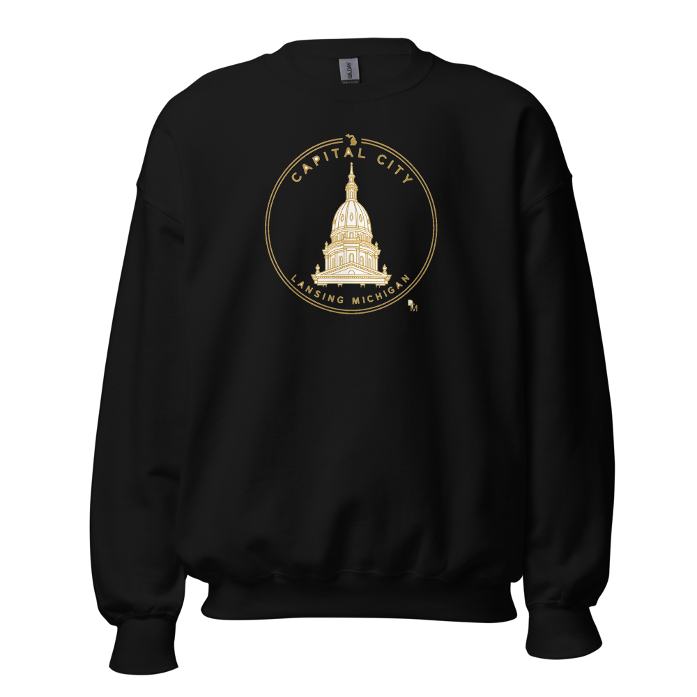 Capital City Lansing — Monoline Dome Crewneck — original Lansing design by DreamToMerch