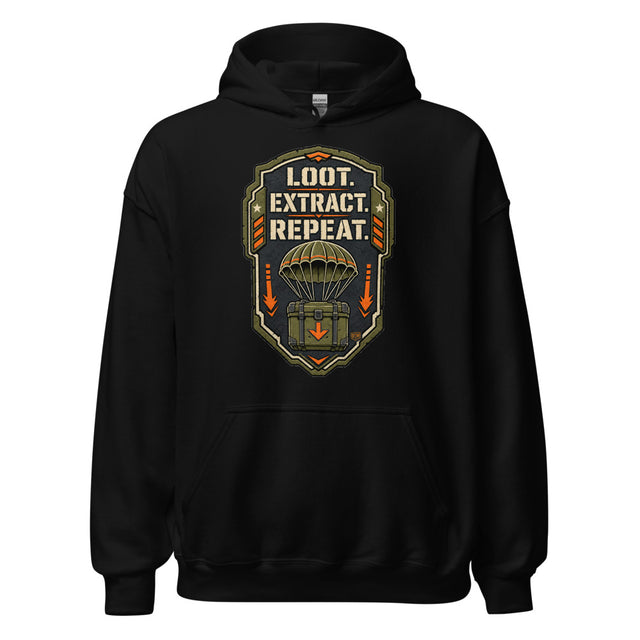 Extraction Crew Hoodie — Leave No Squad Behind Back Print — front view