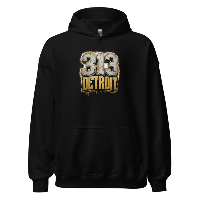 313 Detroit — Concrete Letters Hoodie — original Detroit design by DreamToMerch