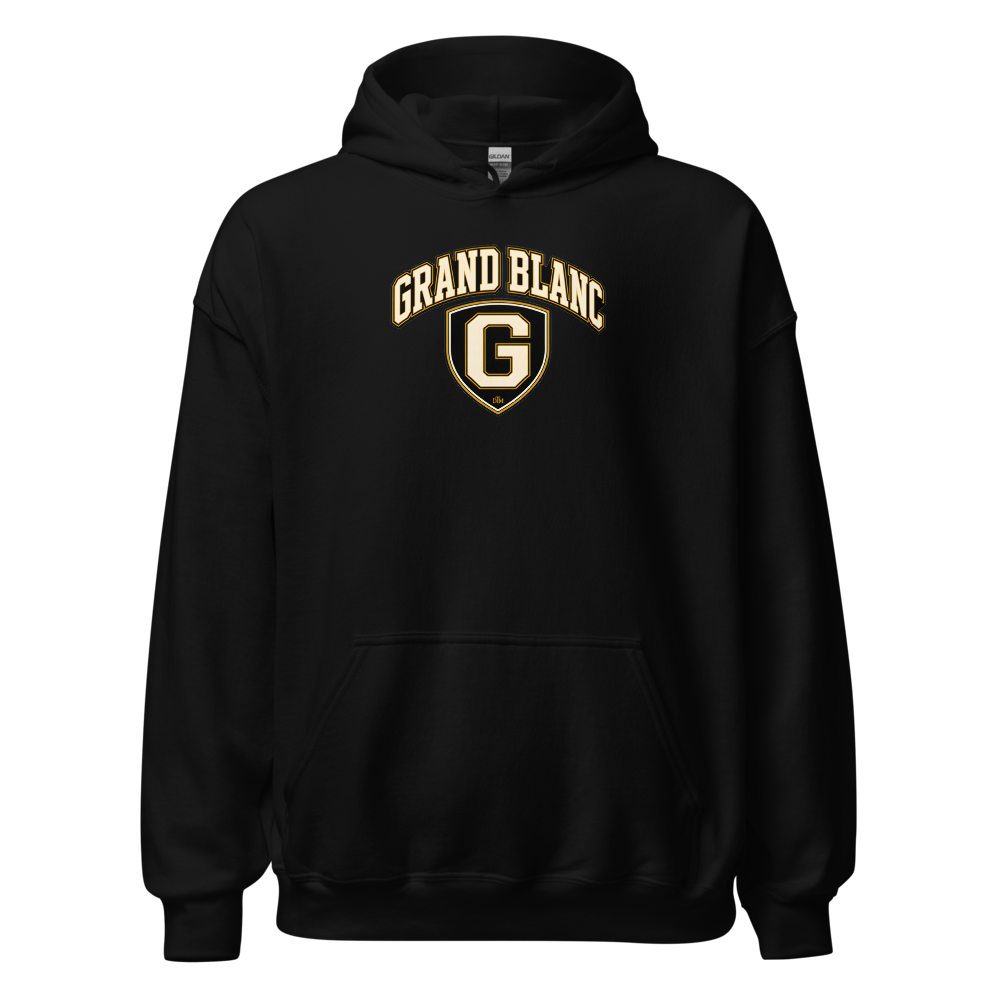 Grand Blanc — Varsity Shield Spirit Hoodie — original Grand Blanc design by DreamToMerch