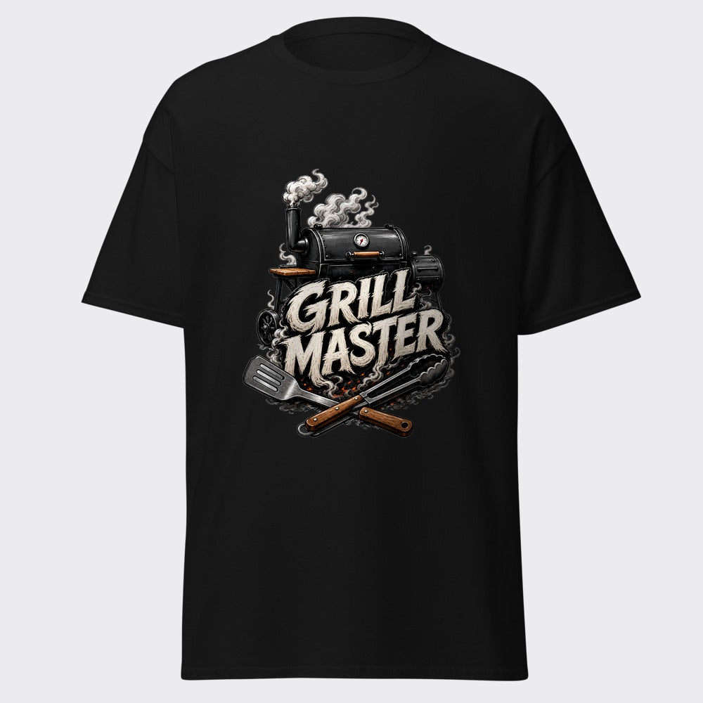 GRILL MASTER BBQ smoker pitmaster design on a heavyweight black tee
