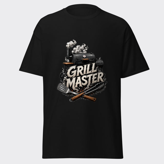 GRILL MASTER BBQ smoker pitmaster design on a heavyweight black tee