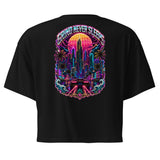 Neon Coast Retrowave Crop Top — Night City Neon Art — back view