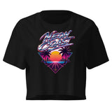 Neon Coast Retrowave Crop Top — Night City Neon Art — front view
