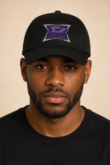 Model wearing BlanK B Monogram Dad Hat — front